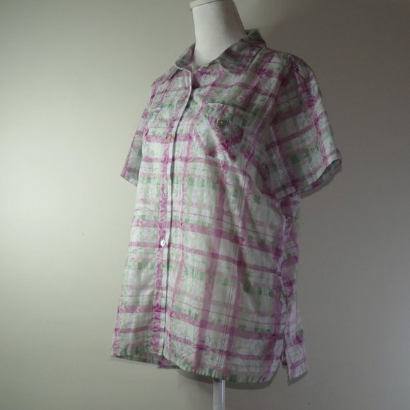 Alfred Dunner Women's Mother of Pearl Button-Down Blouse Algodon Size 12 (C536) - Picture 4 of 6